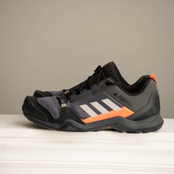 Adidas Terrex AX3 Mens 12 Hiking Trail Running Shoes Dark Grey Orange GorpCore - Picture 3 of 9